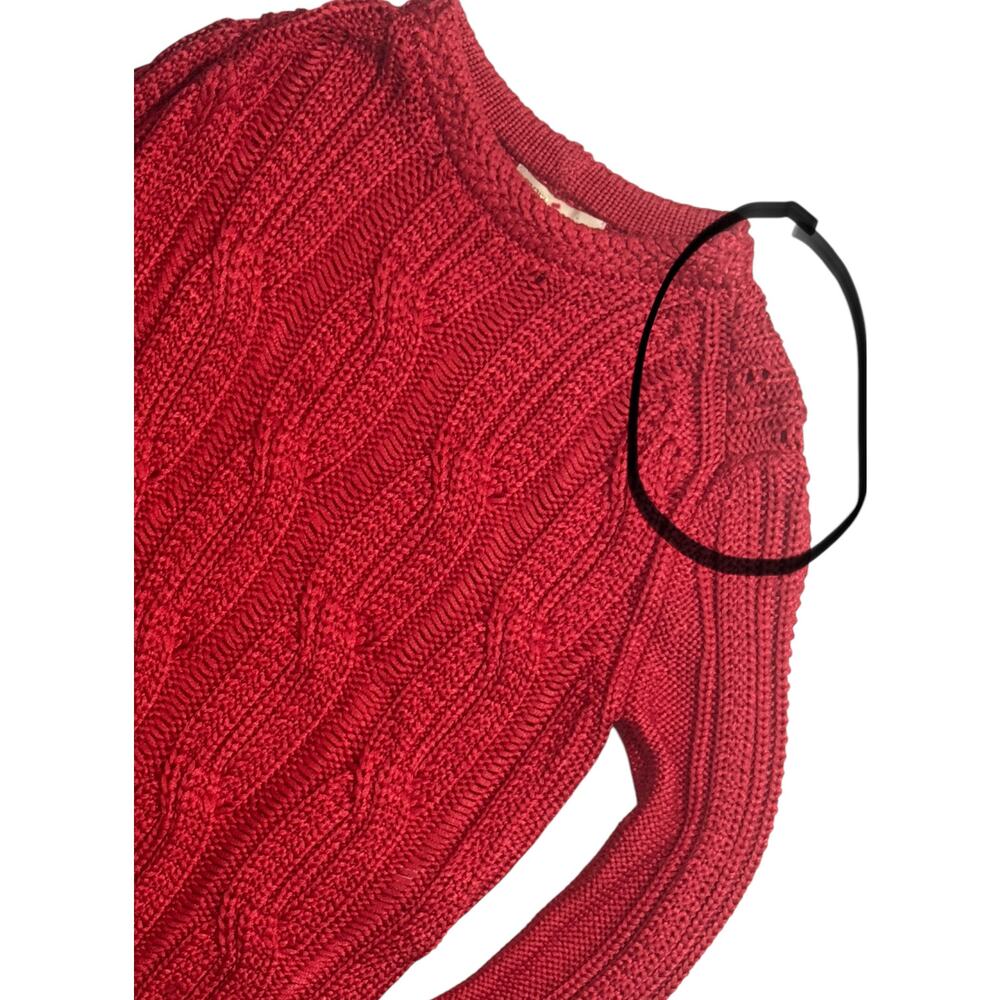 Maje Mist Rouge Cable Knit Silky Crew Neck Sweater Small 1 Red Orange Pullover - Picture 5 of 11